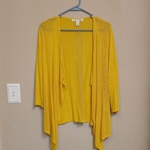 Emaline Mustard Yellow Open-Front Knit Cardigan
